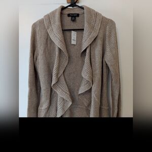White House Black Market Taupe Ruffle Cardigan